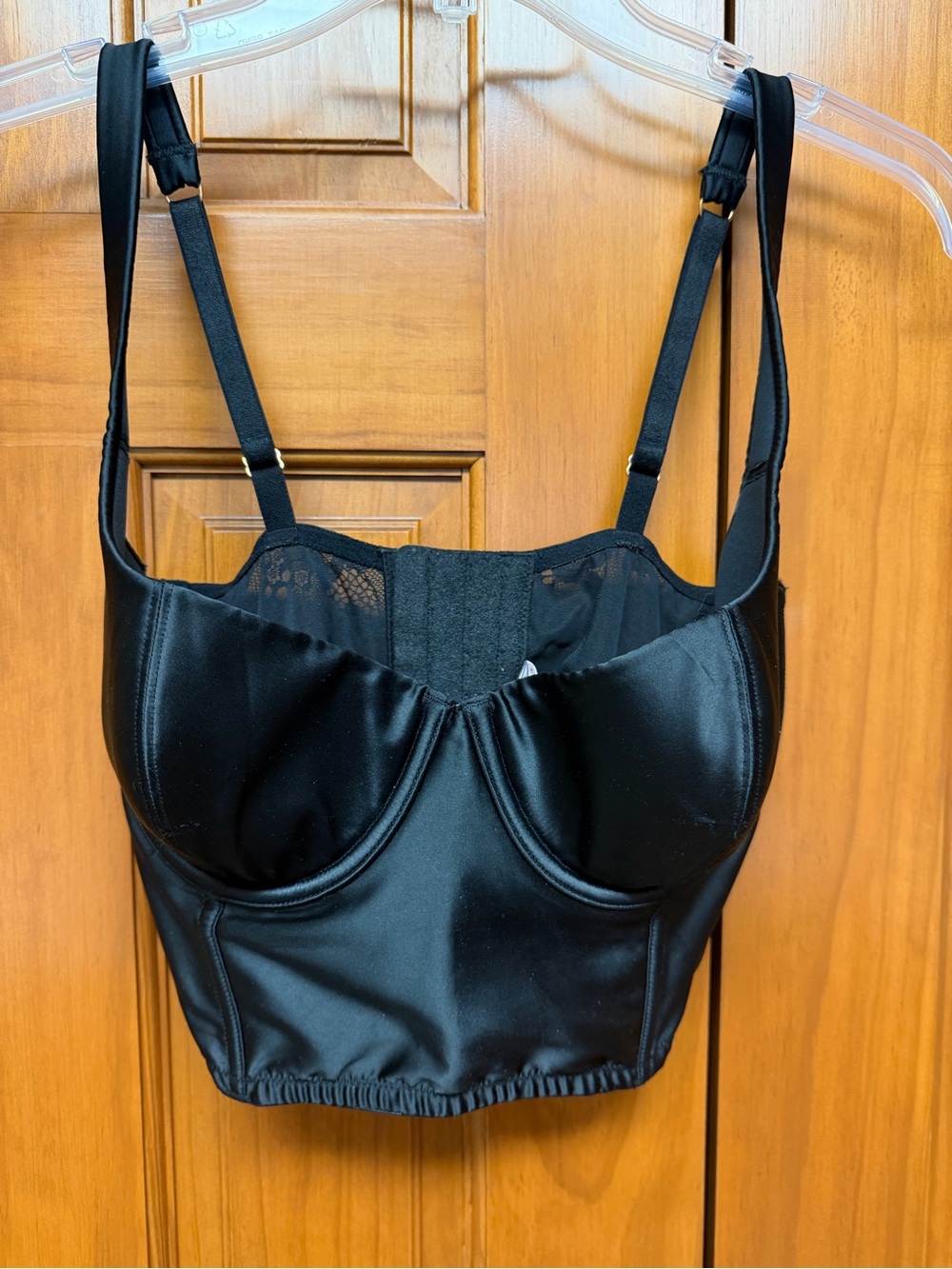 Victoria's Secret Black Satin Longline Bustier NWOT